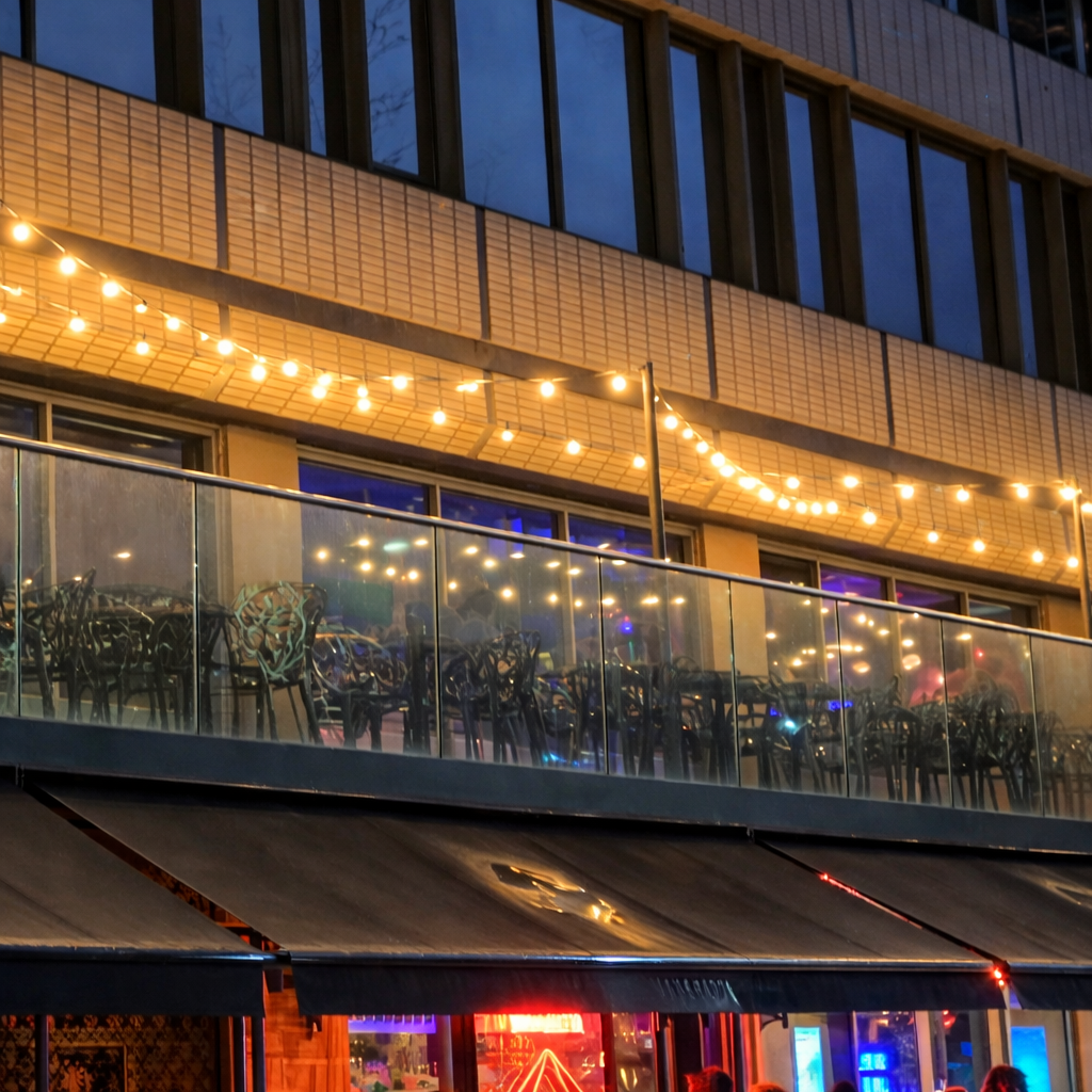 Commercial glass balustrade in retail or office environment