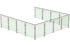 U-shape glass balustrade configuration