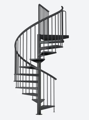 Spiral staircase powder coated in anthracite grey RAL 7016