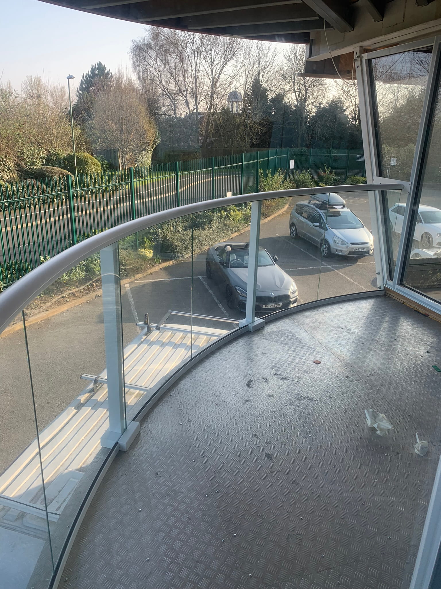 Two Balconnette Aerofoil balustrade systems on double curved balconies at Lotus, Nottingham