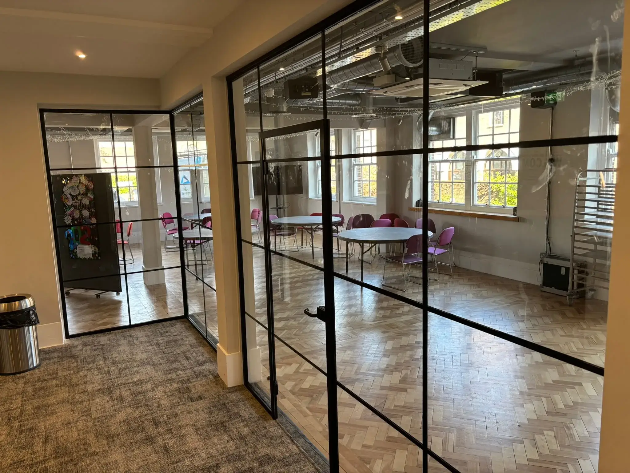 12mm toughened glass office partition with black frame