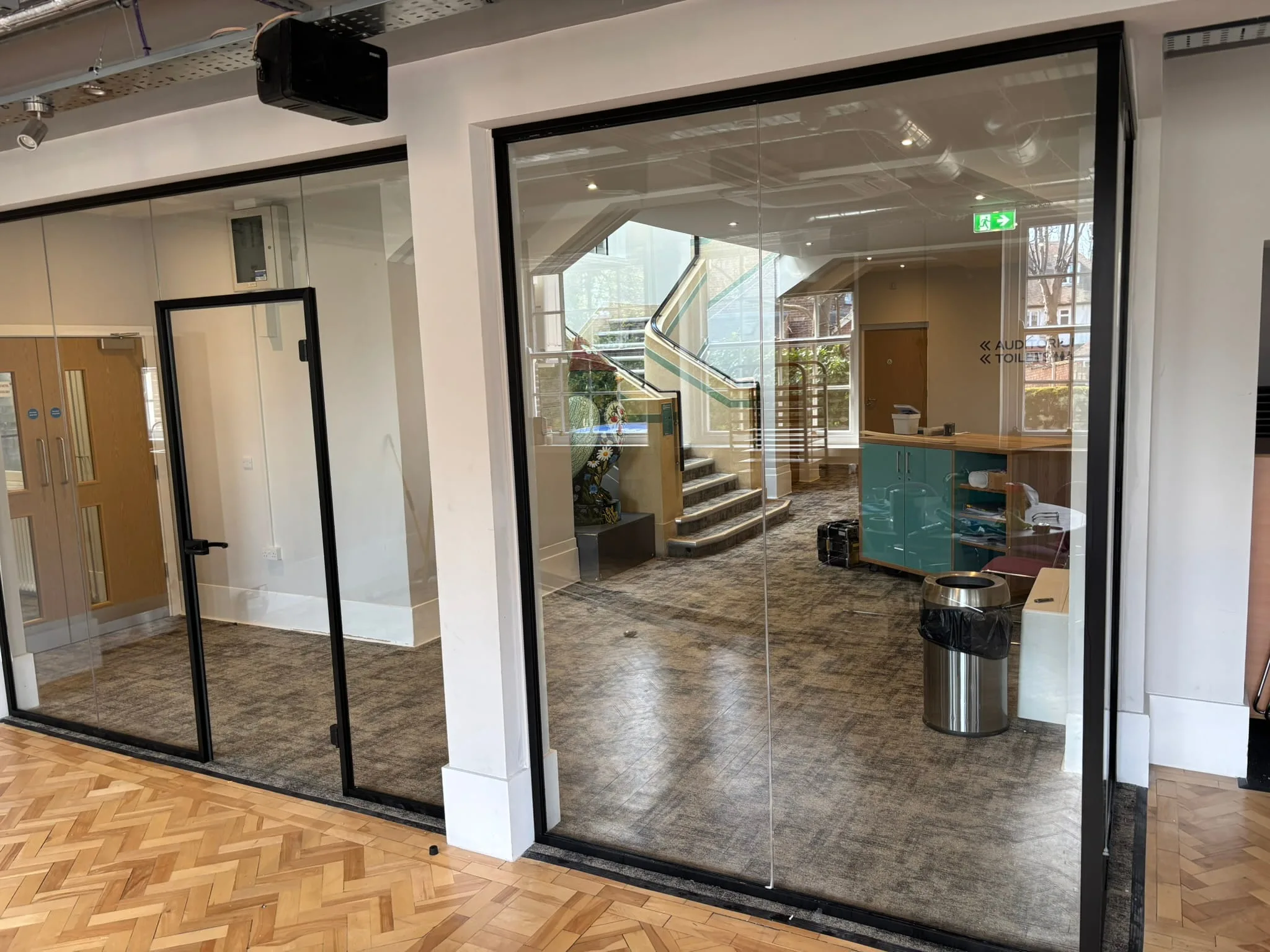 Commercial glass partition installation Nottingham interior project