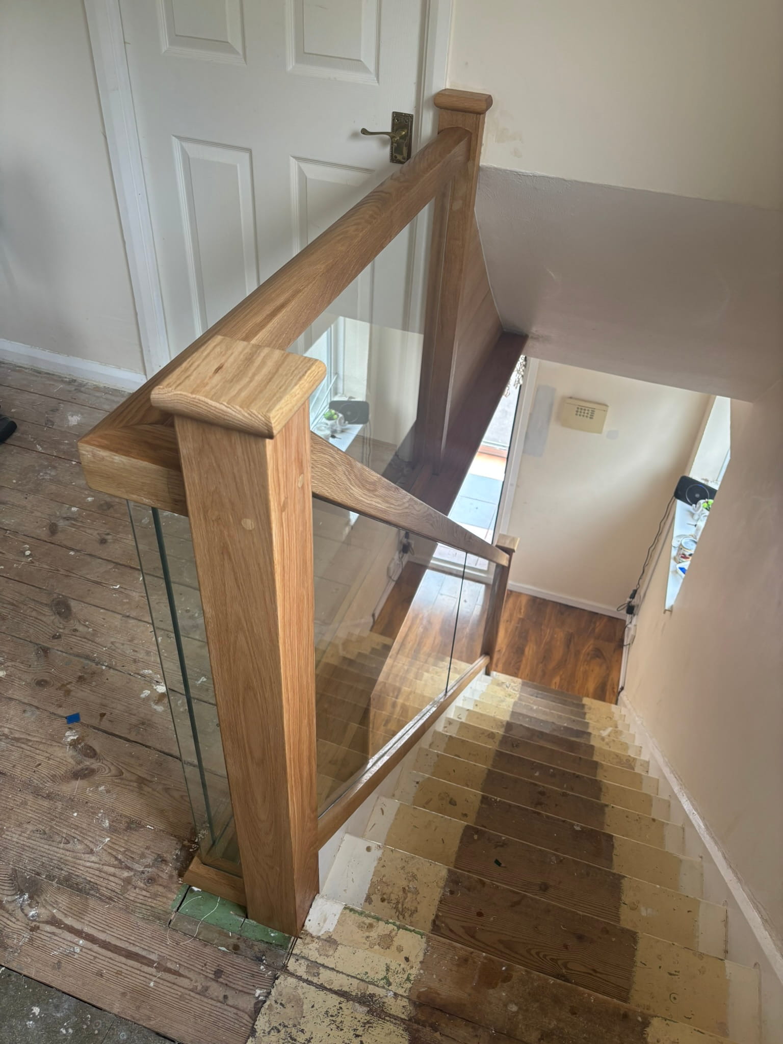 Oak & Glass Staircase Renovation — Mansfield